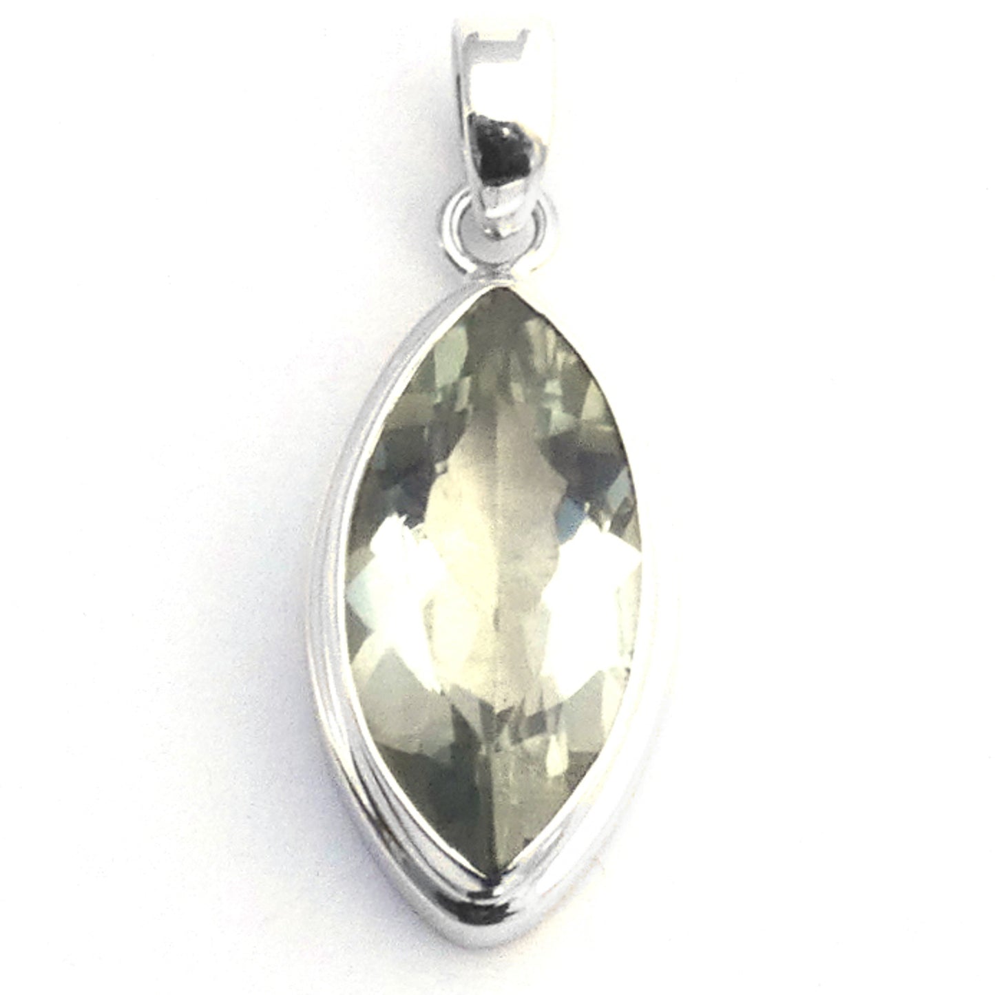 Sterling silver and green amethyst pendant.