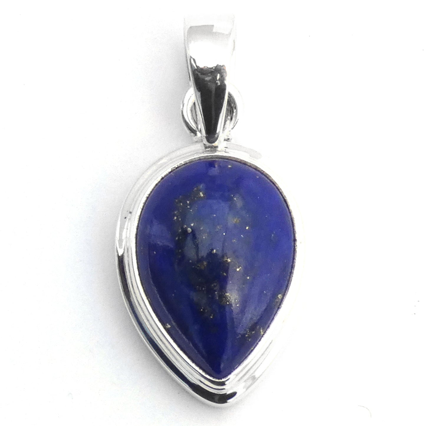 Sterling silver and lapis lazuli pendant.