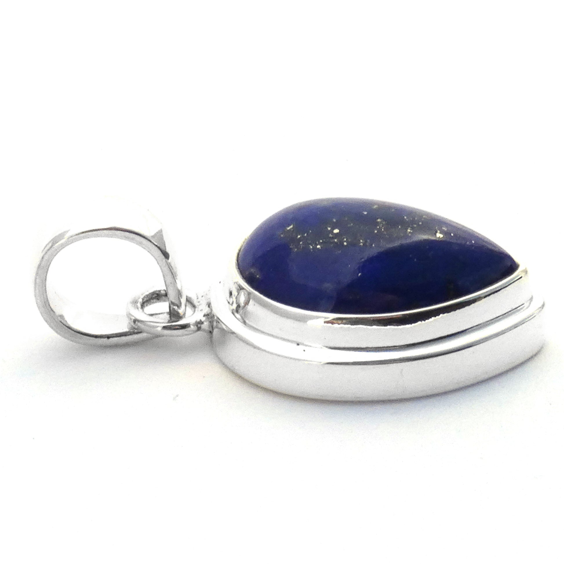 Sterling silver and lapis lazuli pendant.