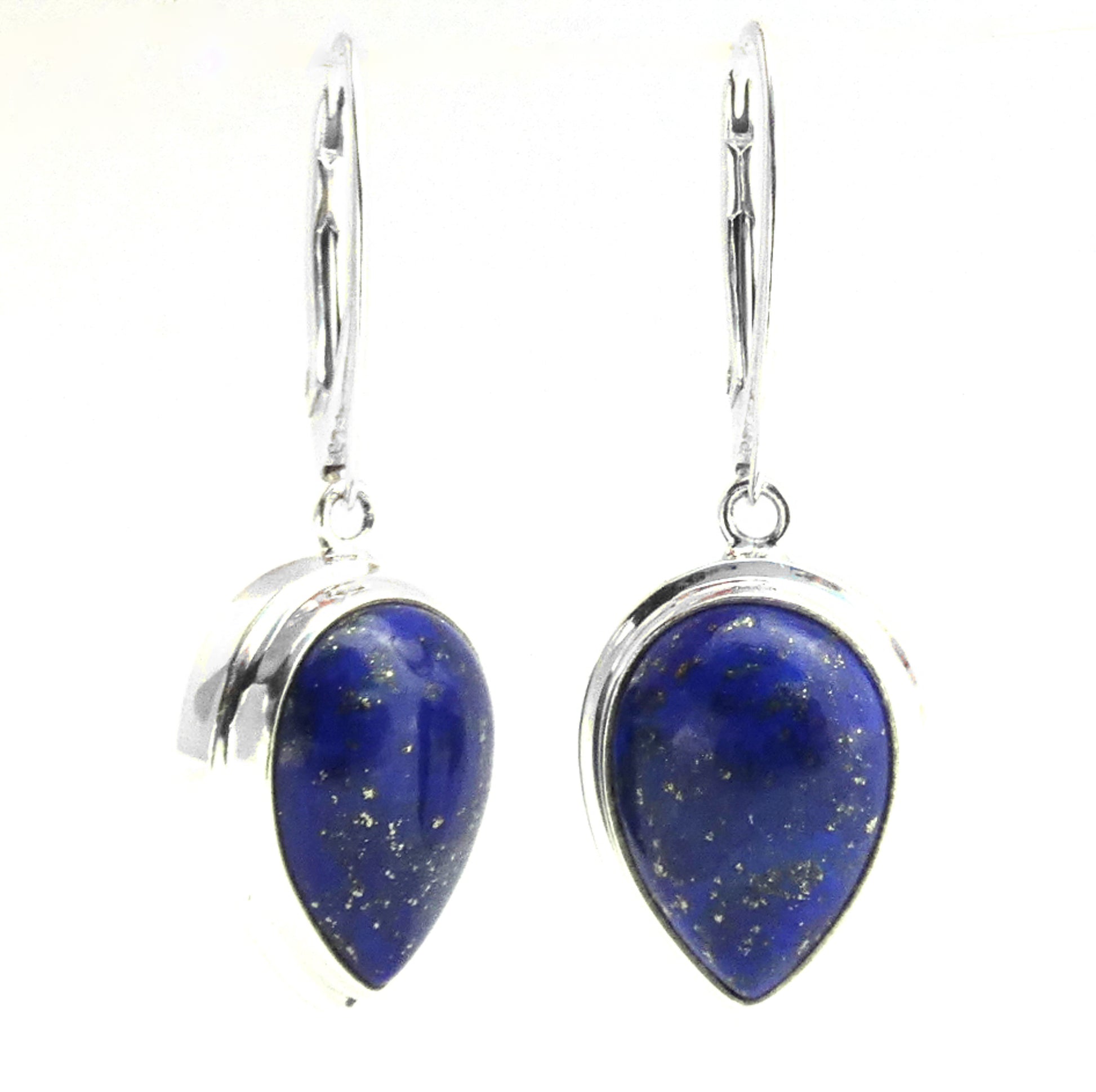 Sterling silver earrings with lapis lazuli gemstones.