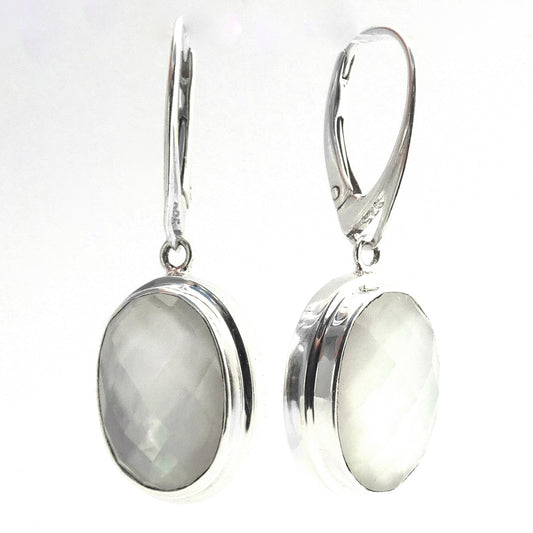 Sterling silver earrings with mother of pearl doublets.