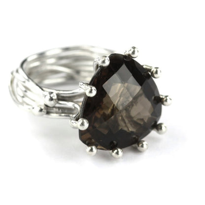 Sterling silver ring with smoky topaz. 