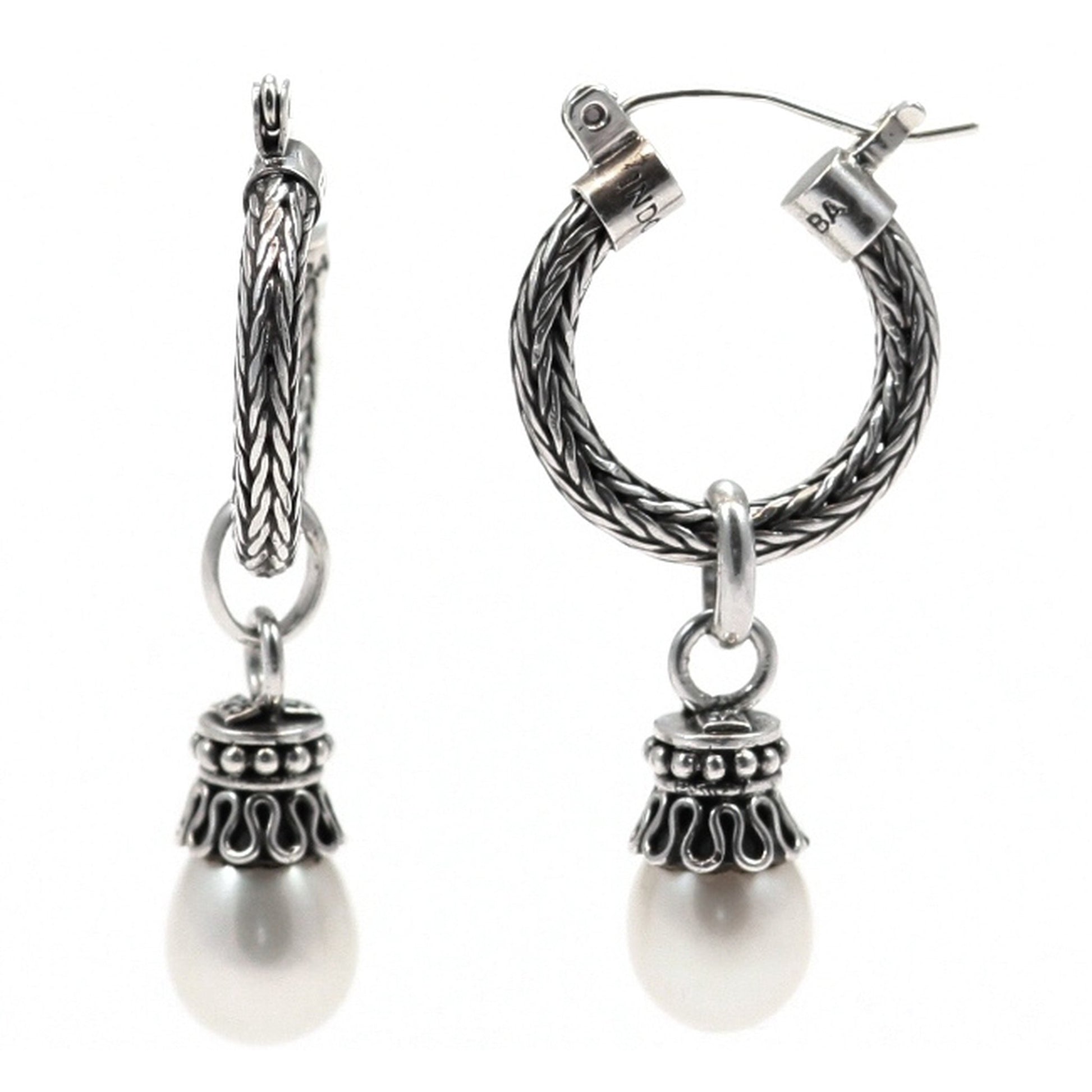 Sterling silver and pearl earrings.