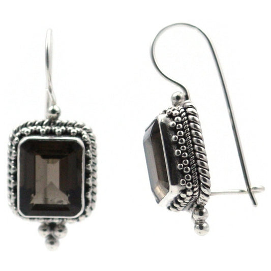 Sterling silver and smoky topaz earrings.