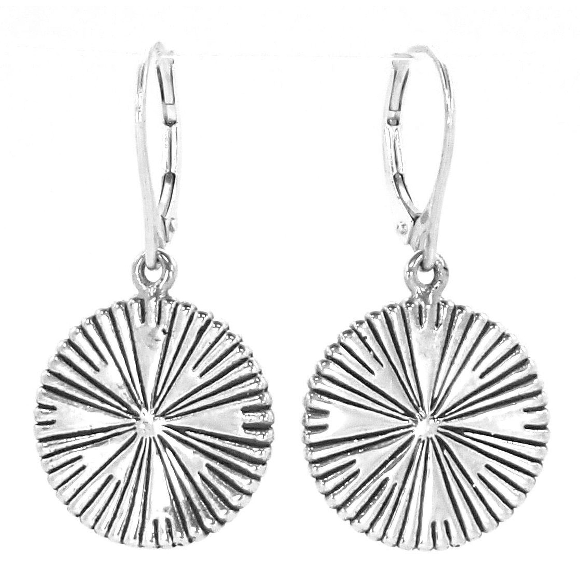 Sterling silver sun motif earrings.