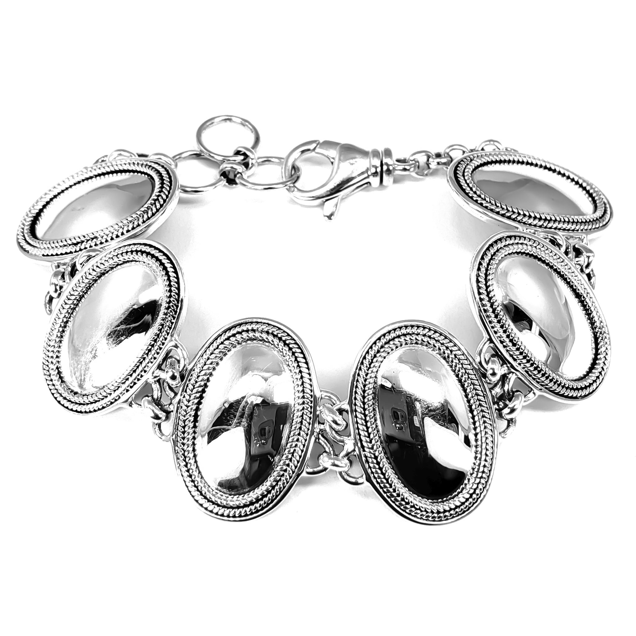 Sterling Silver Oval Rope selling Trimmed Bracelet