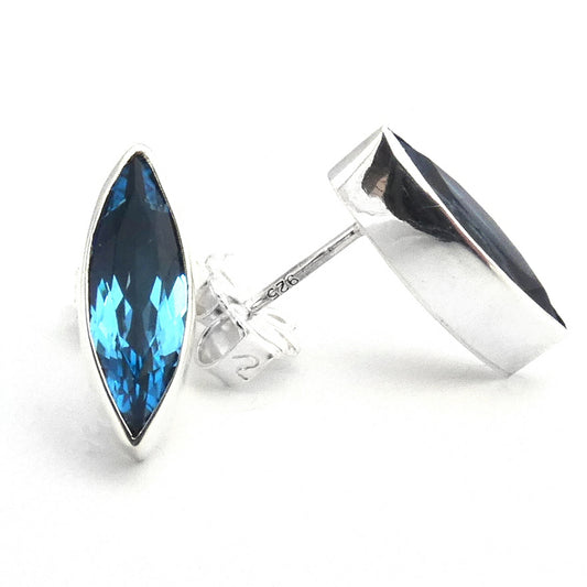 E064BT PADMA Sterling Silver Earrings with Marquis Swiss Blue Topaz