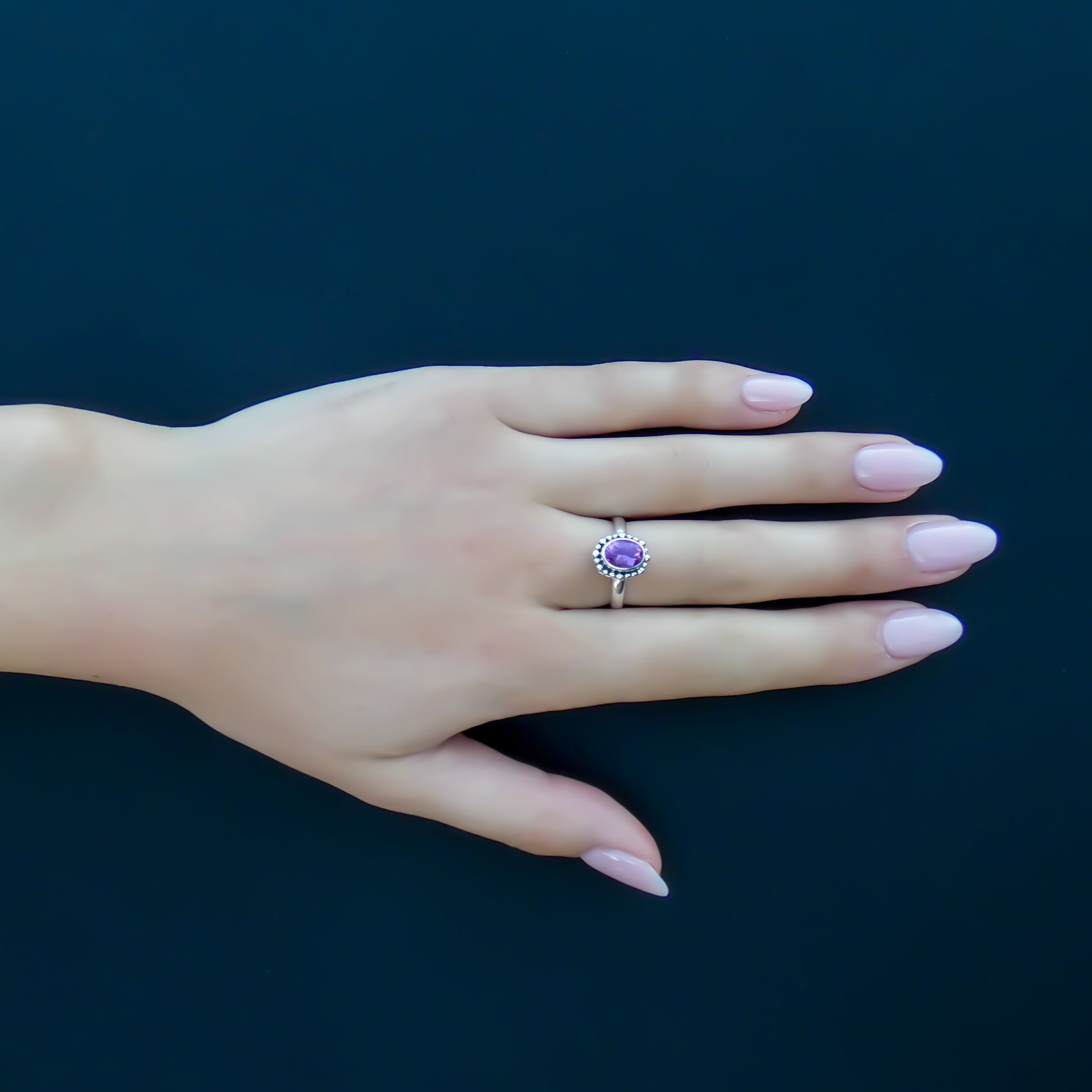 Sterling silver and amethyst ring.